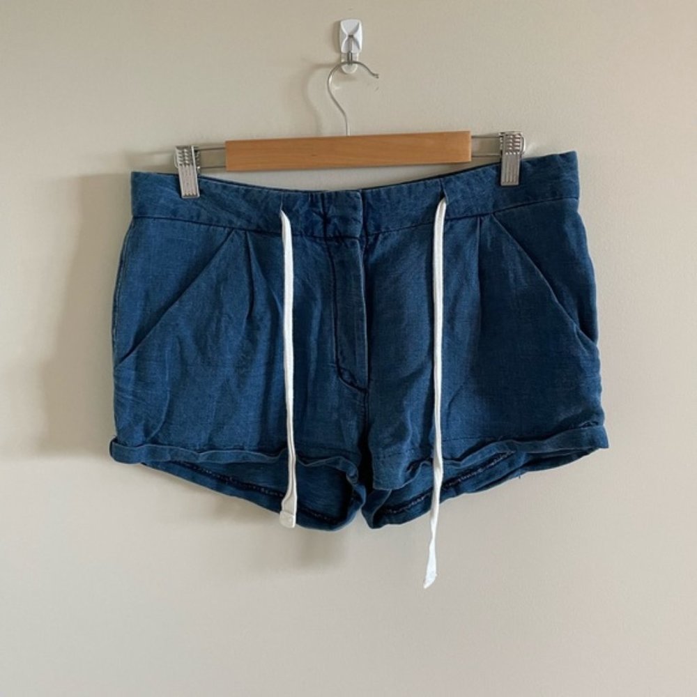 Aritzia Wilfred Chambray Tie Front Shorts Size 8